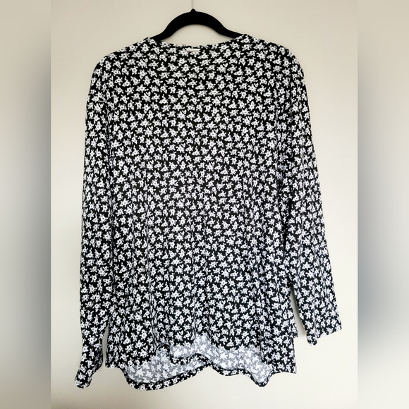 Michael Kors Women's Wrap Blouse Cotton/Modal Black/White Floral 2XL - Picture 11 of 16